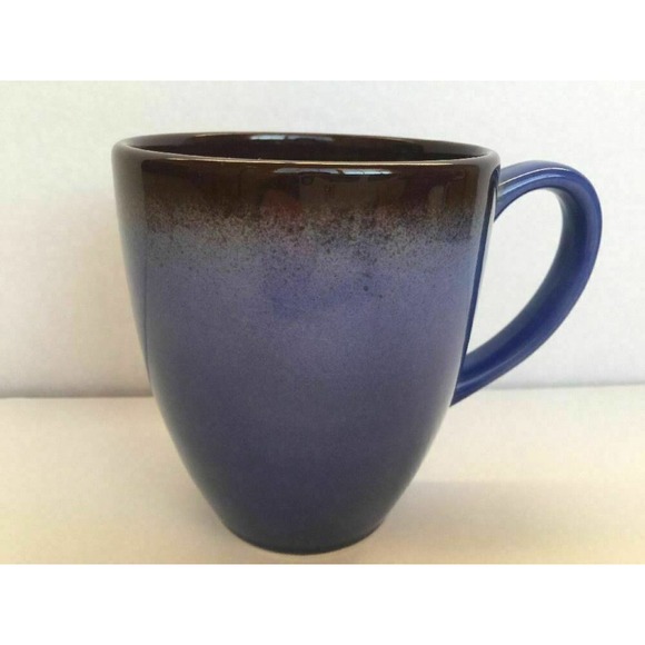 Art Pottery Blue Brown Coffee Mug & Saucer Glossy Crackle Glaze Ceramic Youmei main image 5
